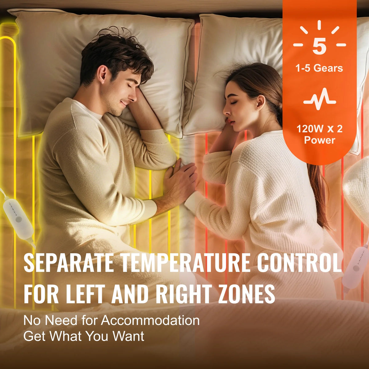 Heated Mattress Pad Queen 60x80 in, Dual Zone 5 Heat Settings – image 3