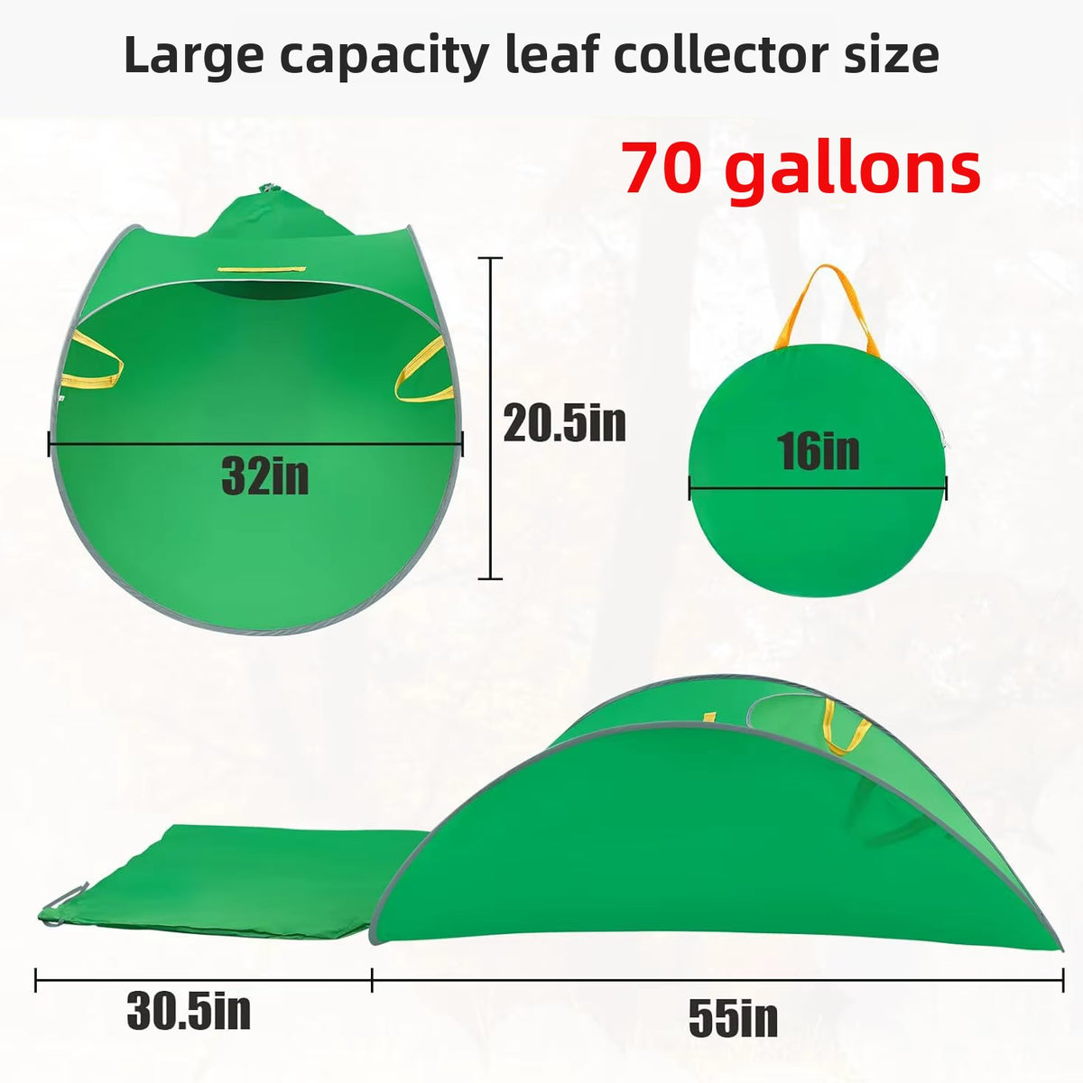 Pop-Up Reusable Leaf Collector Bag 83 X 33 In