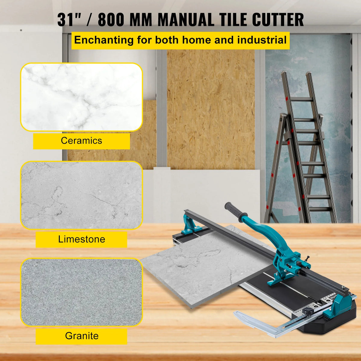 Manual Tile Cutter 31 in, Laser Guide Single Rail Cutter – image 2
