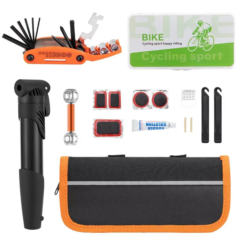Bike Repair Kit Bag with Pump, Tire Patches and Tire Levers