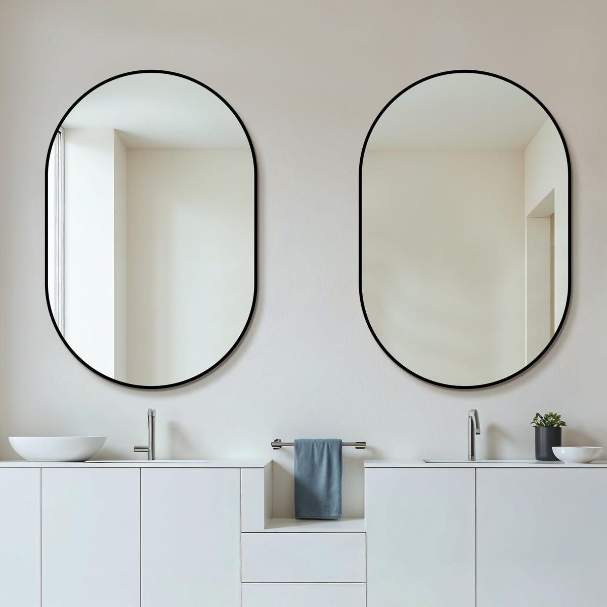 36 x 24 in Black Framed Bathroom Vanity Mirror, Vertical or Horizontal – image 4