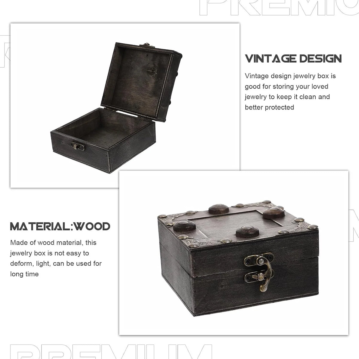 Vintage Wooden Jewelry Box with Buckle Latch – image 4