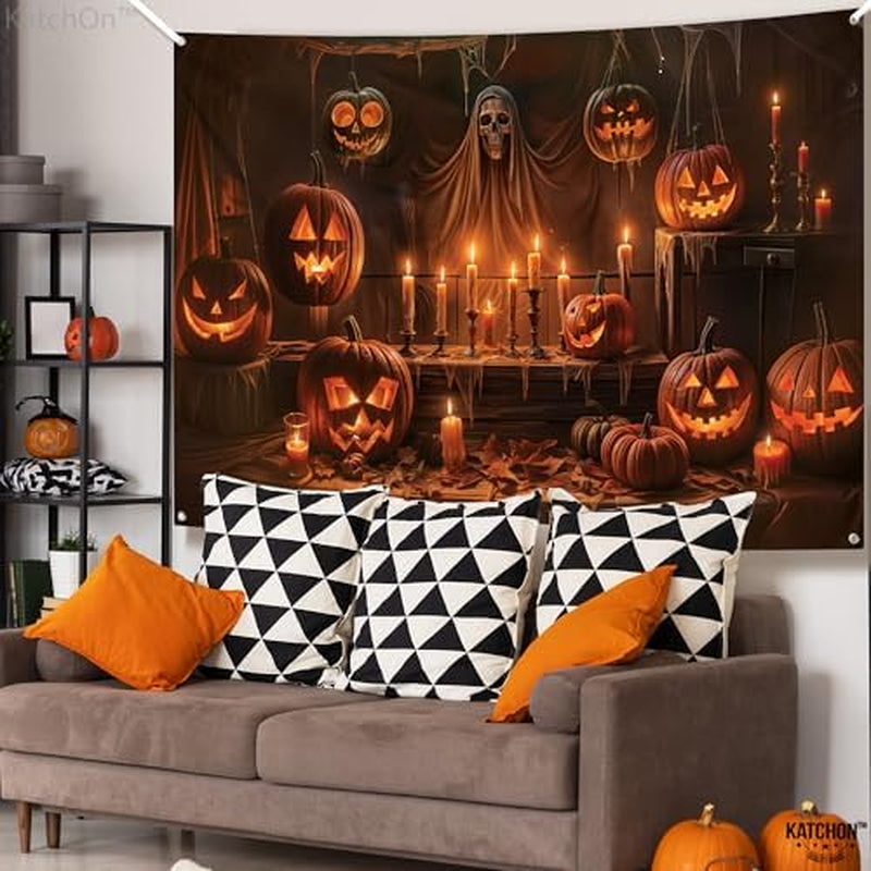 Halloween Backdrop – 72 x 44 in Spooky Skull Party Banner – image 7