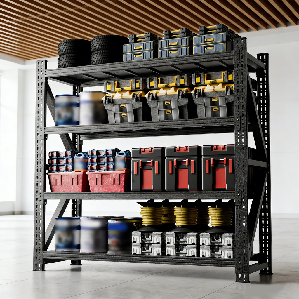 5000LBS Industrial Shelving for Warehouse, Heavy Duty Metal Adjustable Garage Shelves 69 H X 71 W X 23.7 D 5000LBS Storage Unit, Black