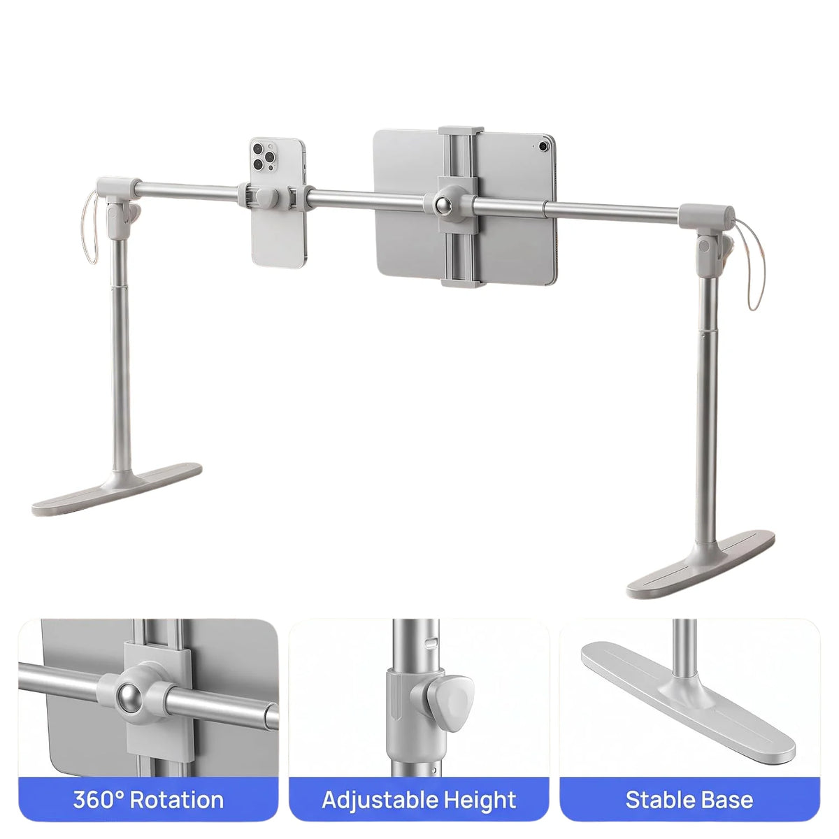 Tablet Stand Holder for Bed – 360° Foldable Aluminum Arm