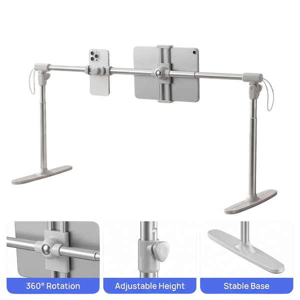 Aluminum Tablet Stand for Bed, 360 Rotating Holder for 4.7-12.9 in