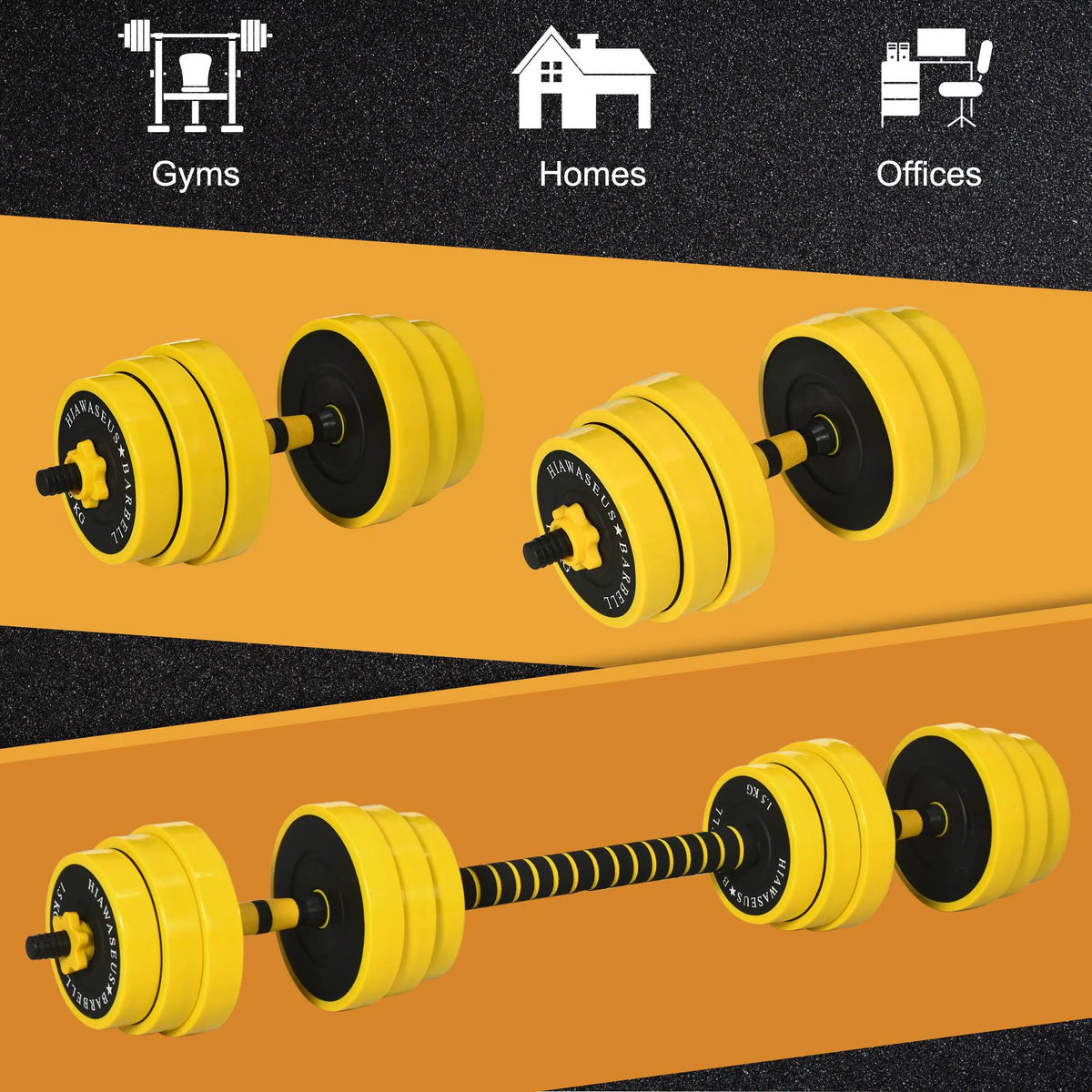55 lb Adjustable Dumbbell and Barbell Set with Plates, Bars and Clamps – image 6