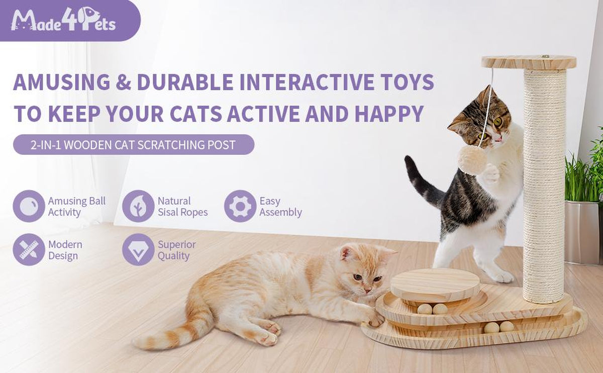 Cat Scratching Board with Ball Track Toy and Sisal Post – image 3