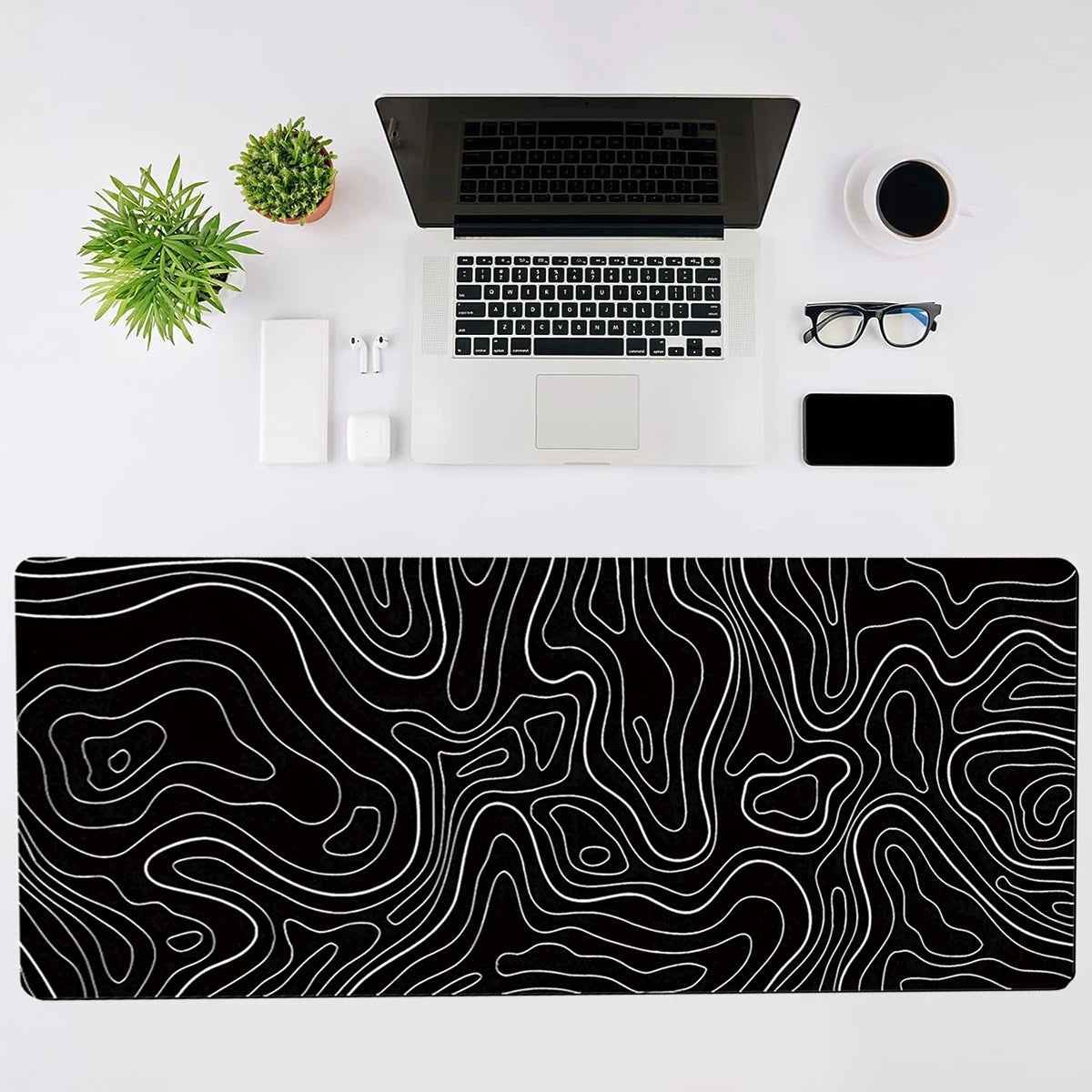 Large Topographic Desk Mat 31.5x11.8 in - Non-Slip Keyboard Mouse Pad – image 3