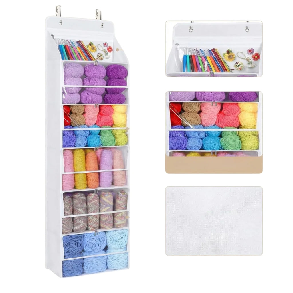 Yarn Organizer, 6-Tier Hanging Storage with Zip Compartments