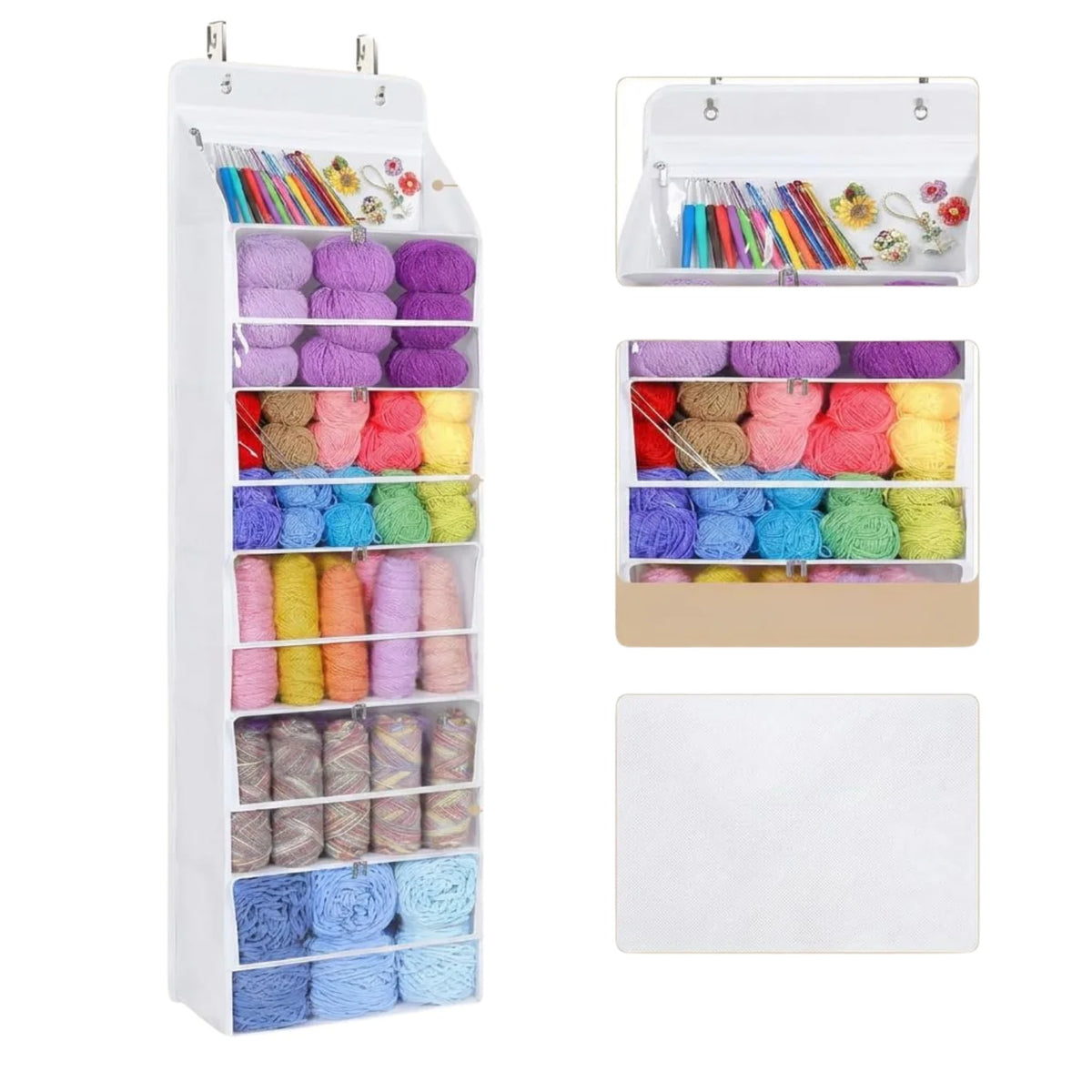 Yarn Organizer, 6-Tier Hanging Storage with Zip Compartments