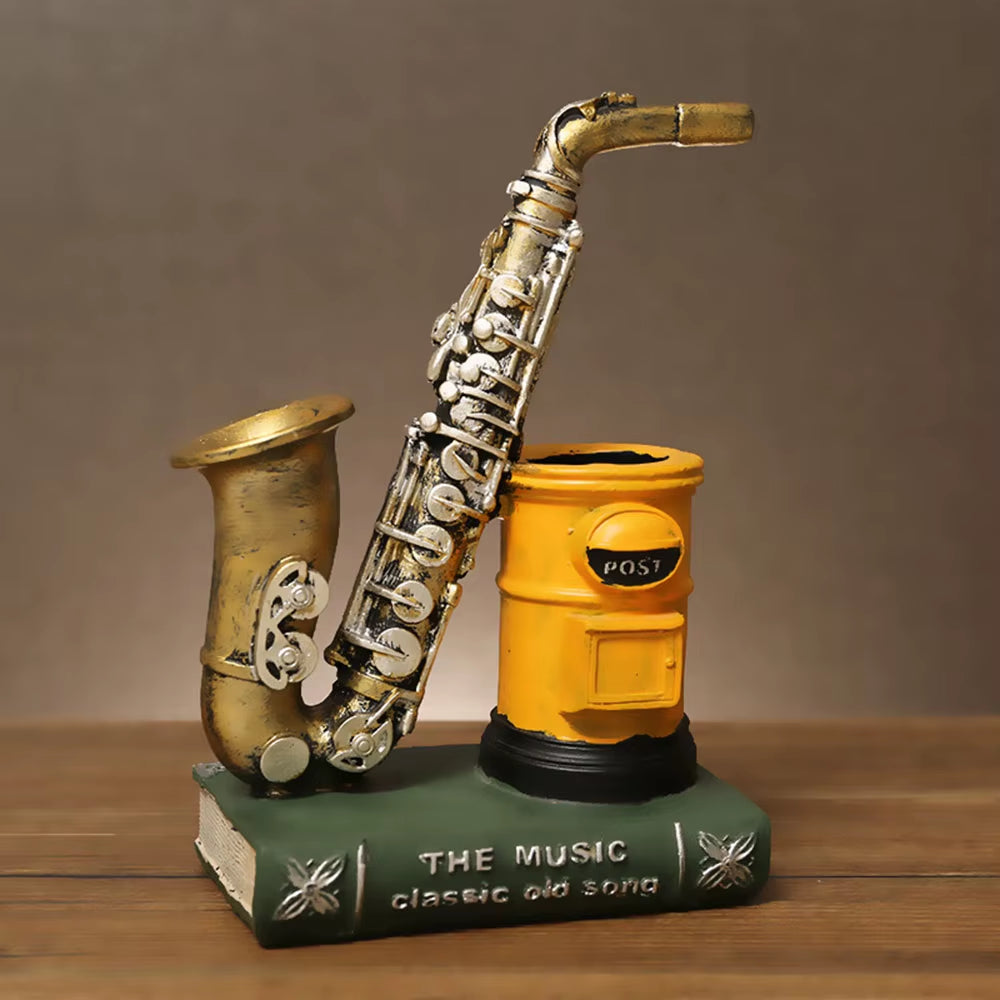 Saxophone and Violin Resin Pen Holder Desk Ornament – image 5