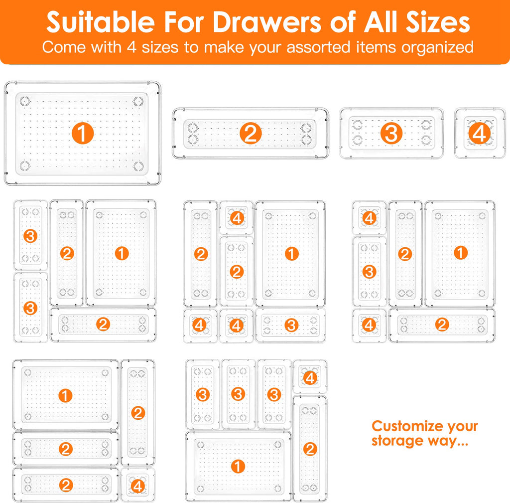 25-Piece Clear Drawer Organizer Tray Set – image 5