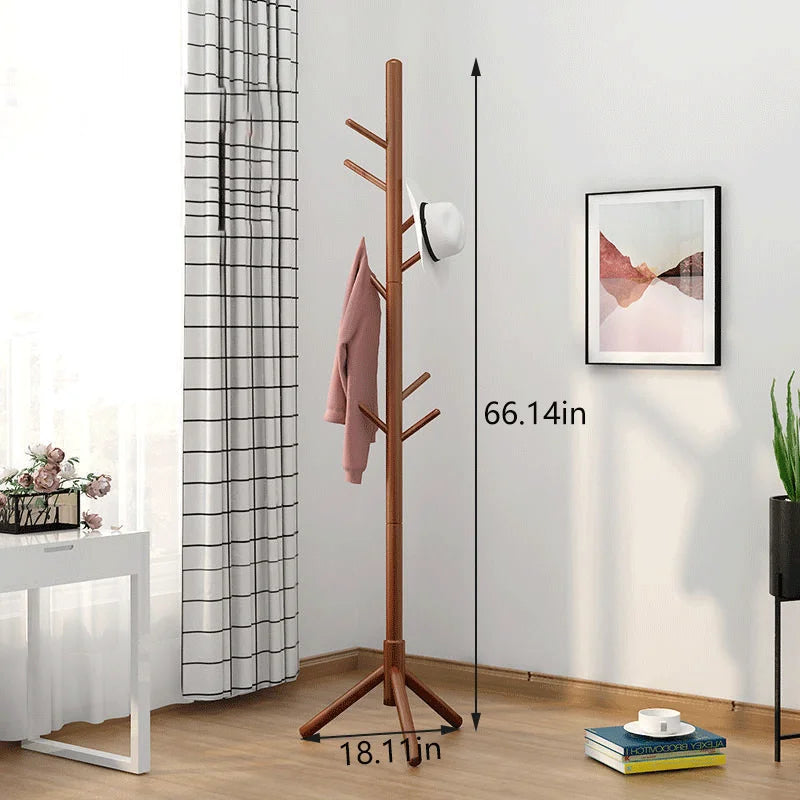Coat Rack Stand Wood Freestanding with 9 Hooks, Adjustable – image 2