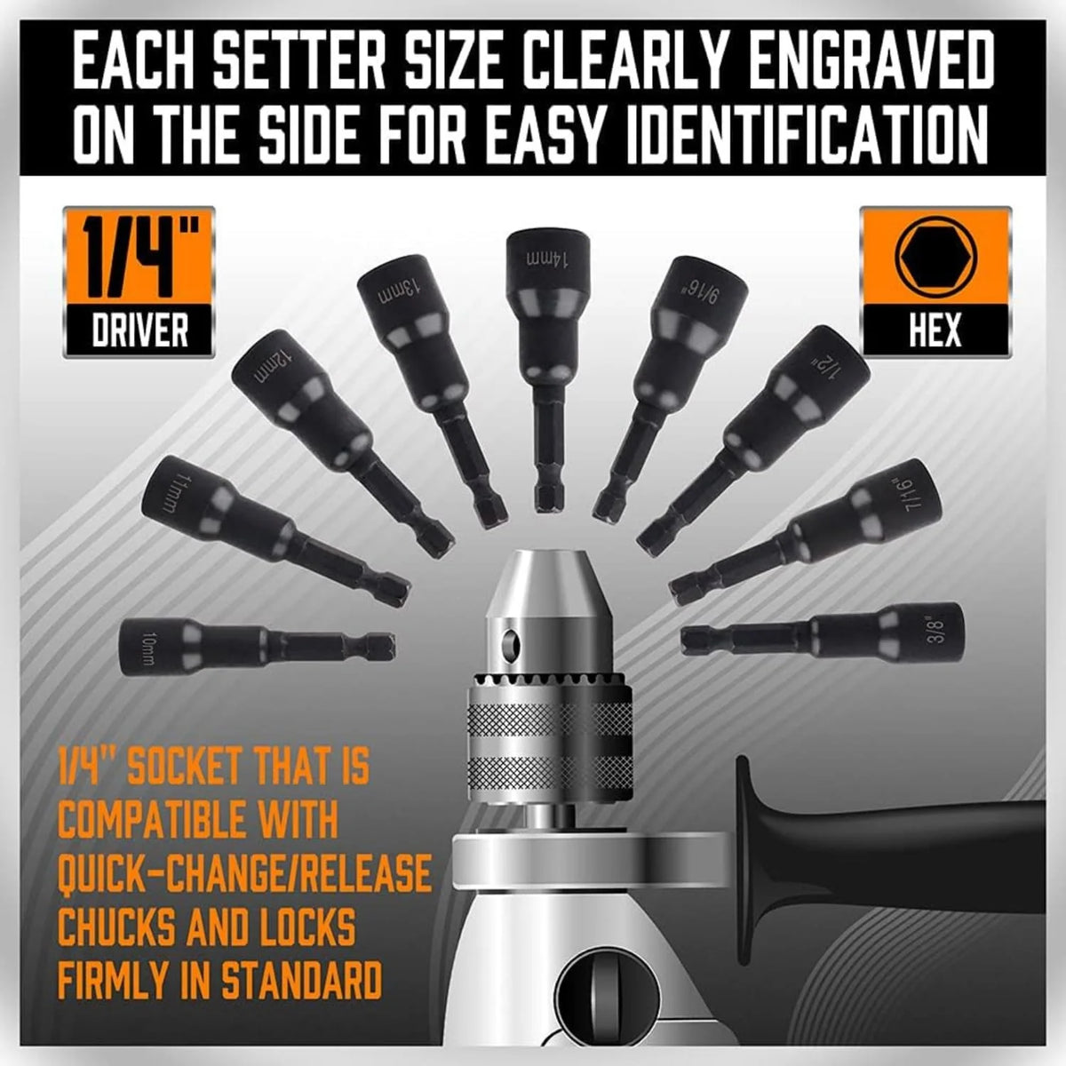 Magnetic Impact Nut Driver Set 53 Piece, SAE and Metric, 1/4 in Hex – image 4