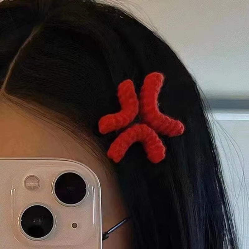 Crochet Hair Clip - Novelty Angry-Face Duckbill Clip – image 2