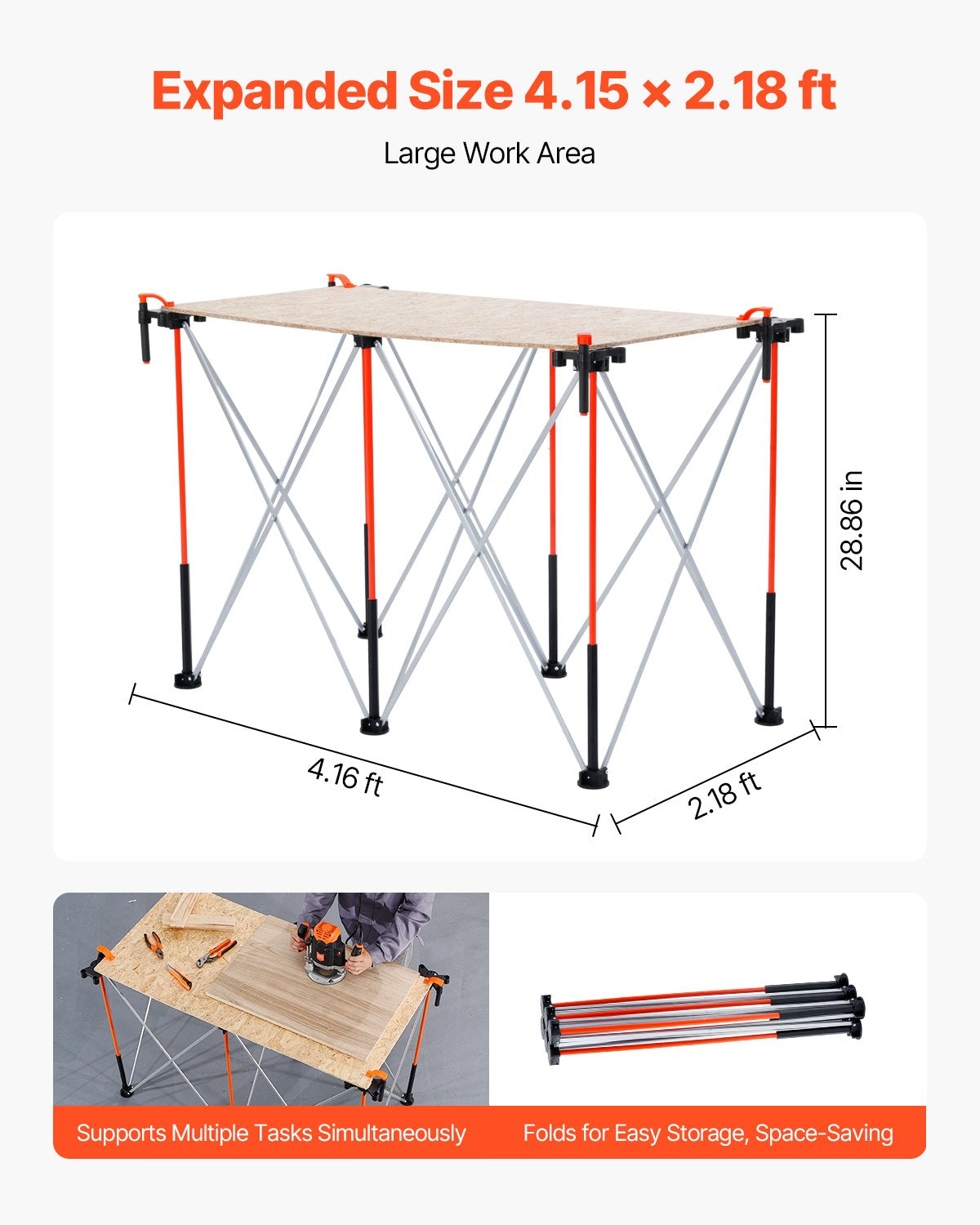 Portable Folding Workstand 4.15 x 2.18 ft, 2500 lb Collapsible – image 5