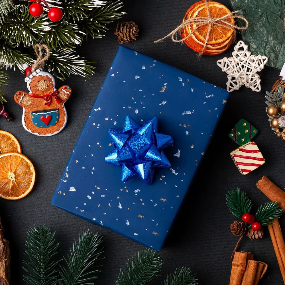 Navy & Gold Foil Gift Wrapping Paper Roll – image 2