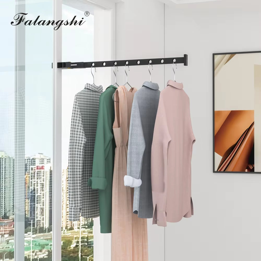Wall Mounted Clothes Drying Rack – Foldable Aluminum Hanger Bar – image 3