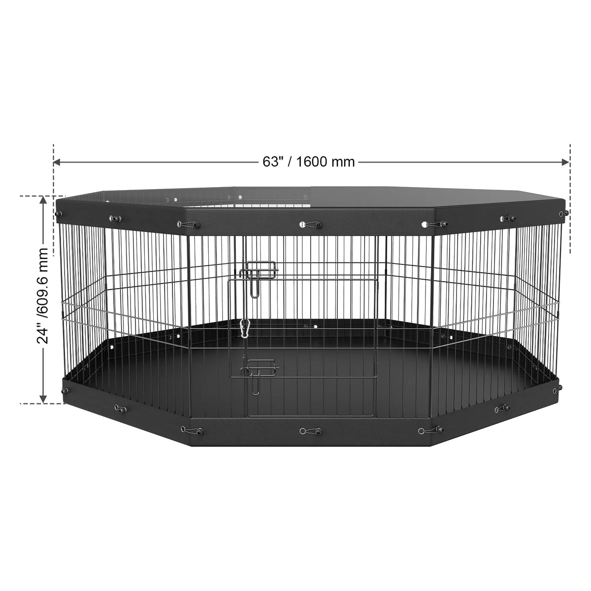 Dog Playpen with Top Cover and Pad, 8 Foldable Metal Panels, 24 in – image 8