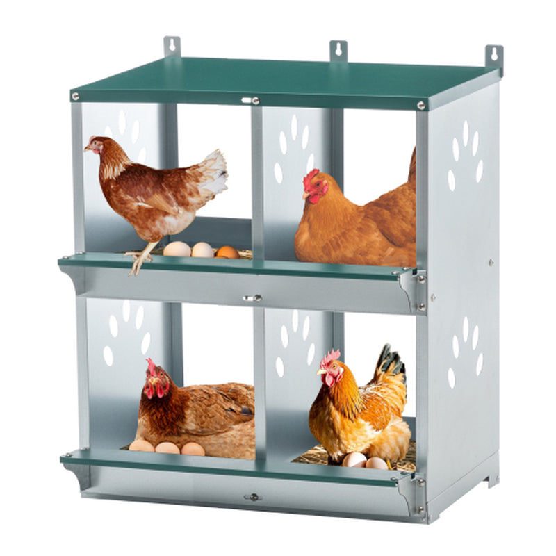 Chicken Nesting Box, 4-Compartment Galvanized Steel Wall Mount – image 2