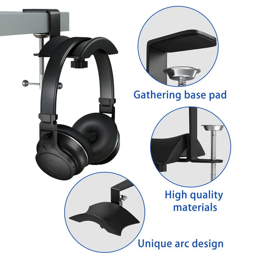 Headphone Hanger Under Desk Clamp, Metal Hook – image 5