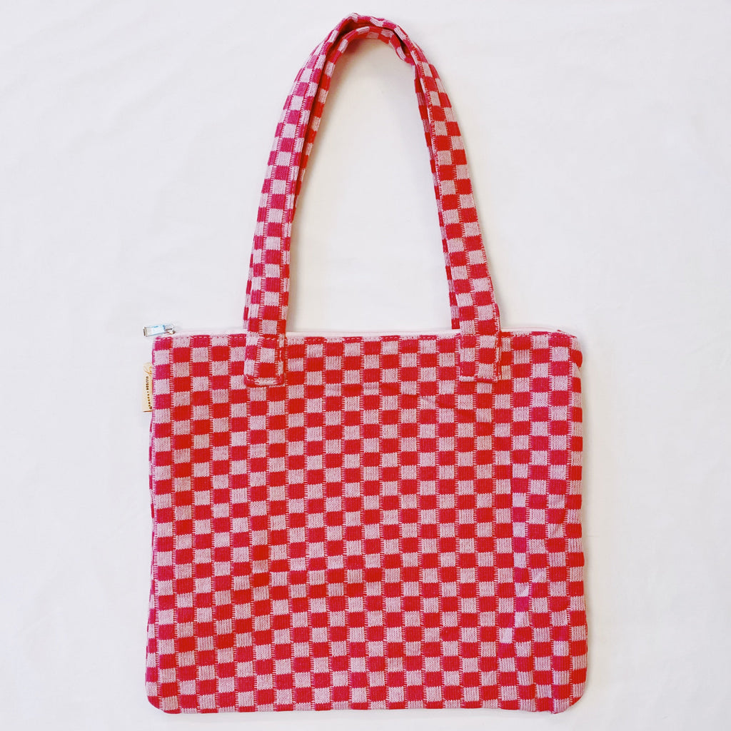 Checkered Tote Bag - Zippered Lined Shoulder Tote with Pocket – image 8