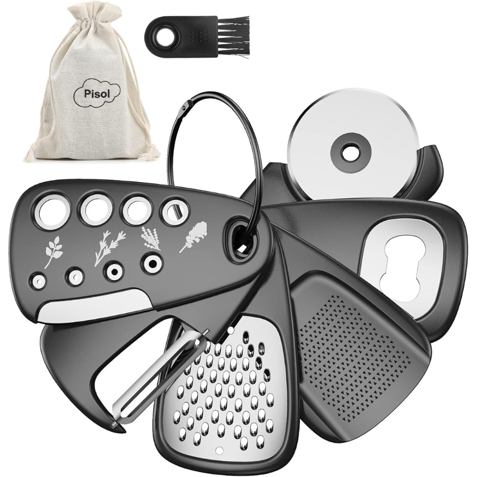 Kitchen Gadget Set 6-Piece Stackable Grater, Peeler & Opener