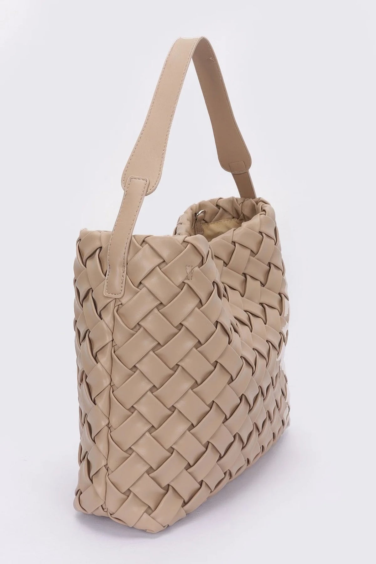 Braided Faux Leather Hobo Bag, Embossed Shoulder Bag – image 2