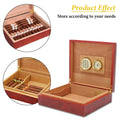 Cedar Lined Cigar Humidor Box with Hygrometer, Holds 20 Cigars