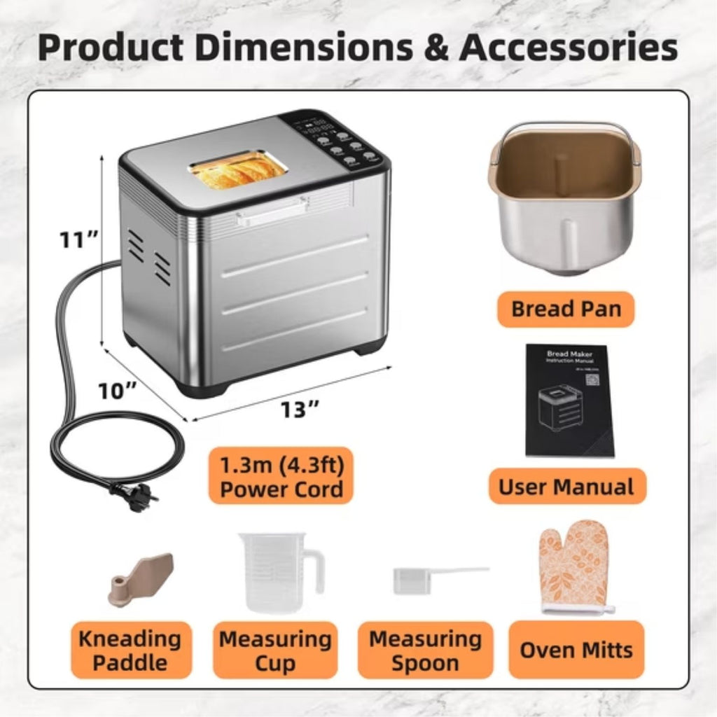 Bread Maker Machine with 12 Programs and 3 Loaf Sizes up to 2 lb – image 3
