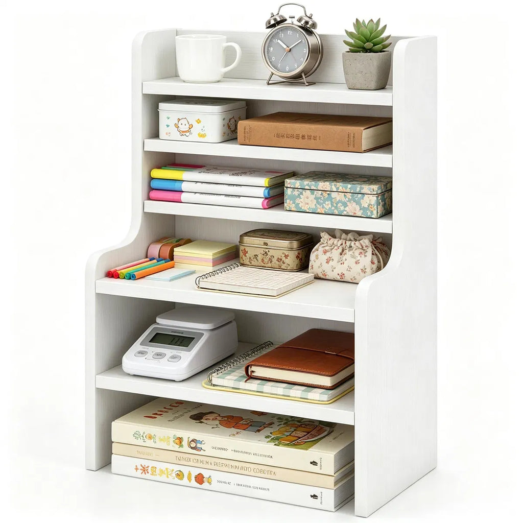 Desktop Storage Organizer, 6-Tier Wooden Shelf with Removable Tiers – image 5