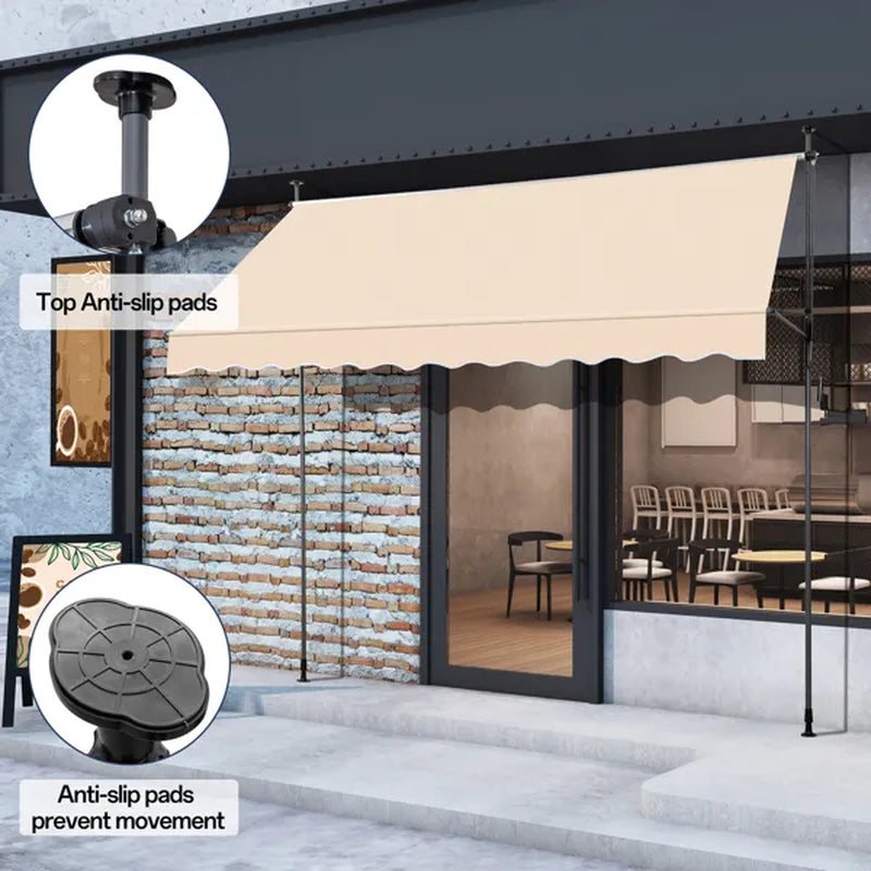Retractable Patio Awning 118 x 47 in, No-Drill Crank Sun Shade – image 13
