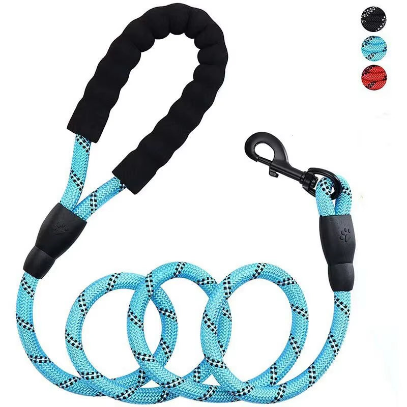 Reflective Braided Dog Leash - 5 ft Nylon Rope Lead for Night Walks – image 2