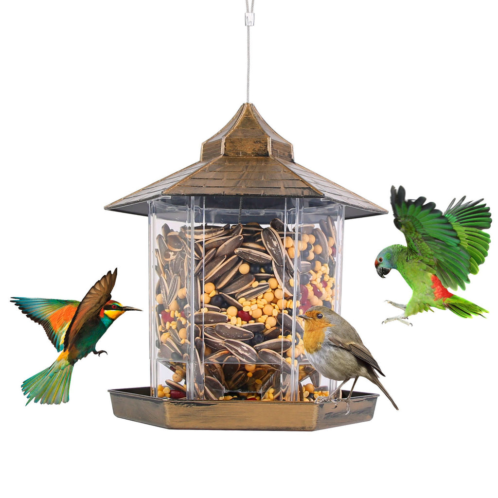 Gazebo Bird Feeder - Hanging 6-Port Wild Bird Seed Station