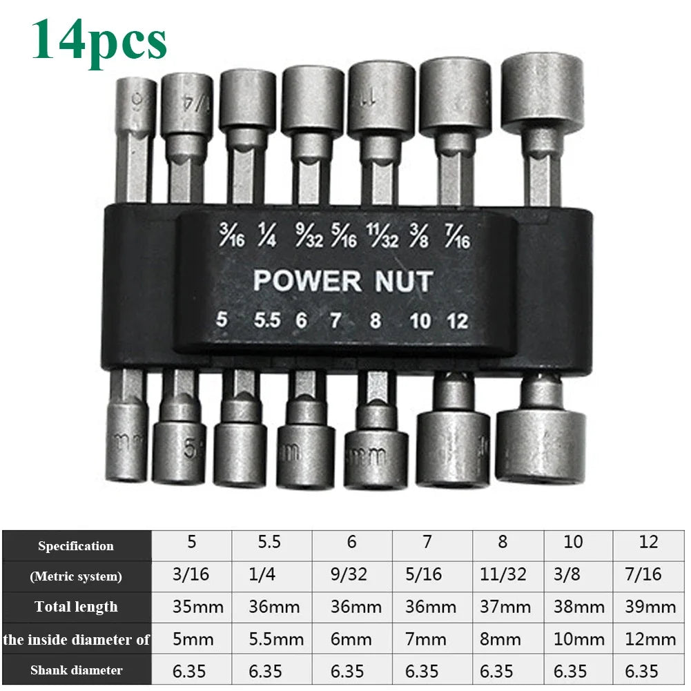 Hex Nut Driver Socket Set – 1/4 in Shank Power Drill Bits – image 4