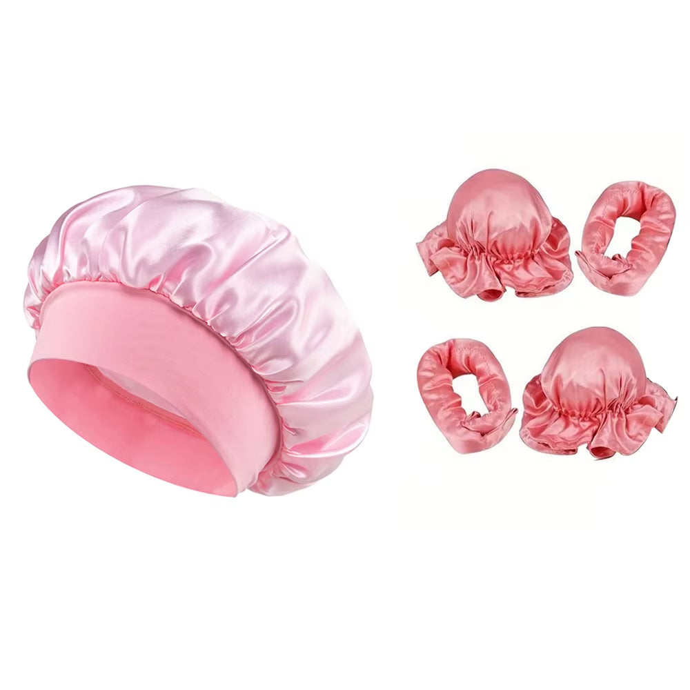 Heatless Hair Curler Set – Satin Sleep Cap & Clips – image 10