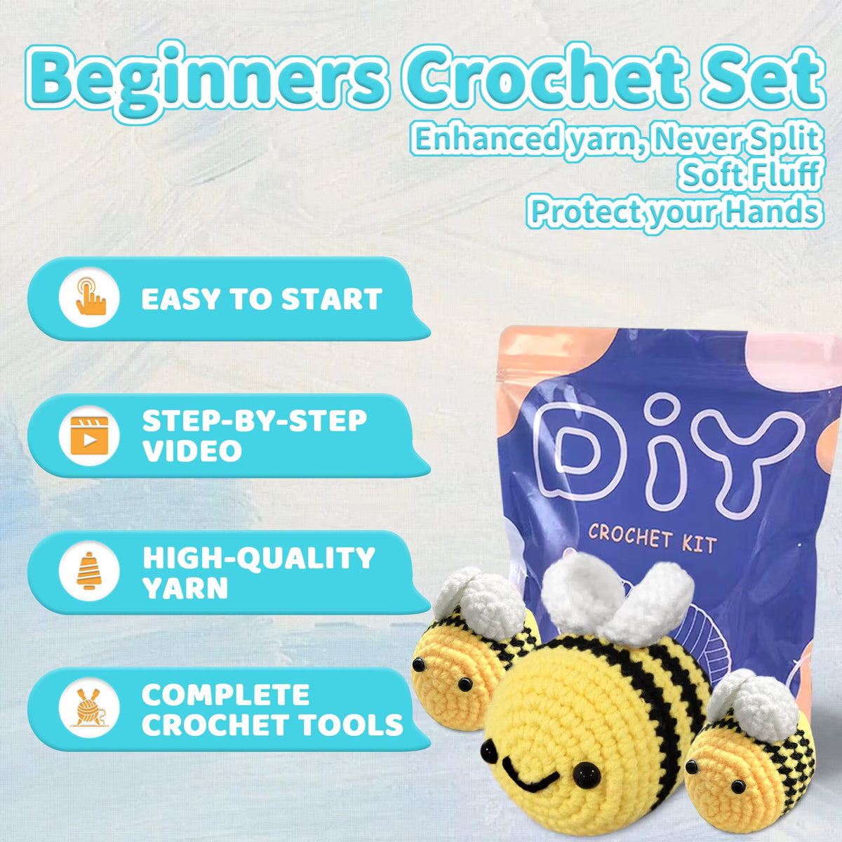 Bee Crochet Kit - Beginner Kit with Hook and Instructions – image 4