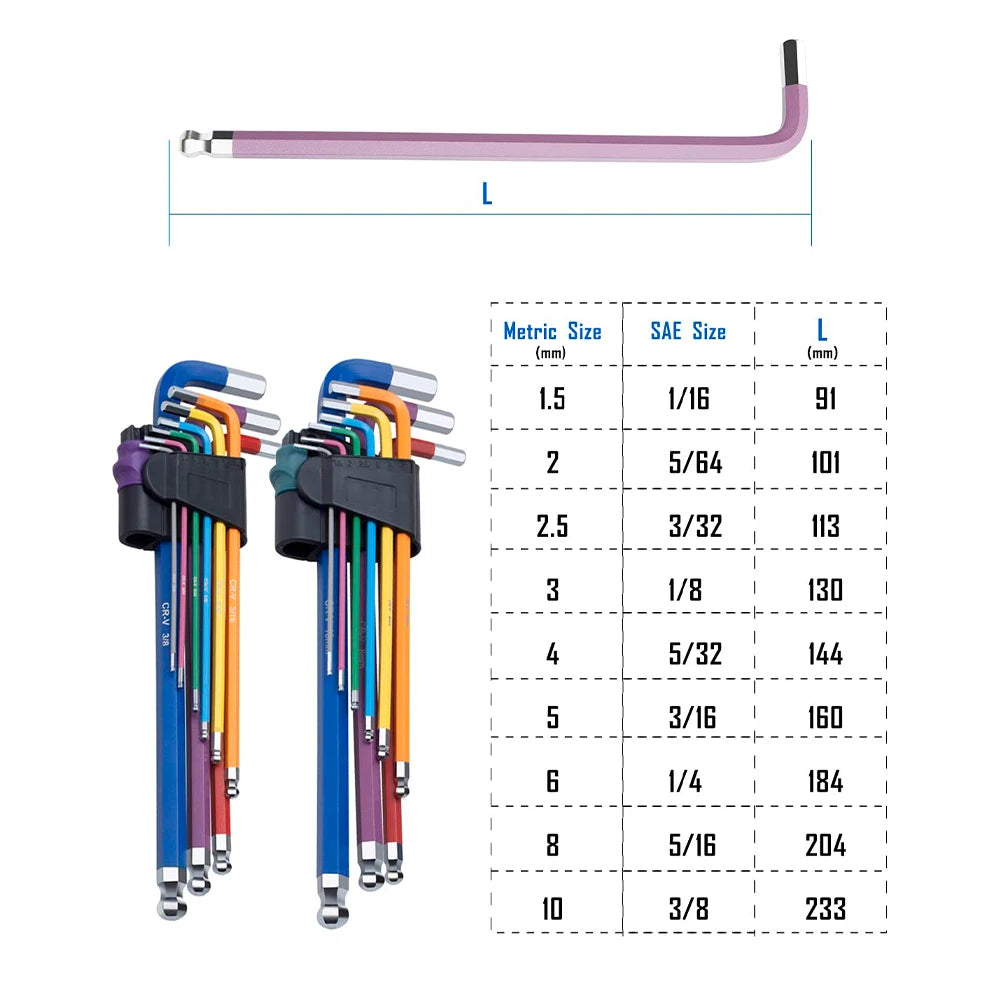 Extra Long Ball End Hex Key Set – 9 Pcs Metric 1.5–10mm – image 3