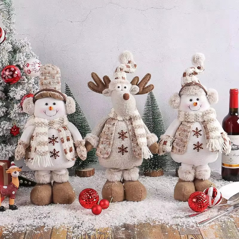 Knitted Telescopic Snowman and Reindeer Christmas Figurine
