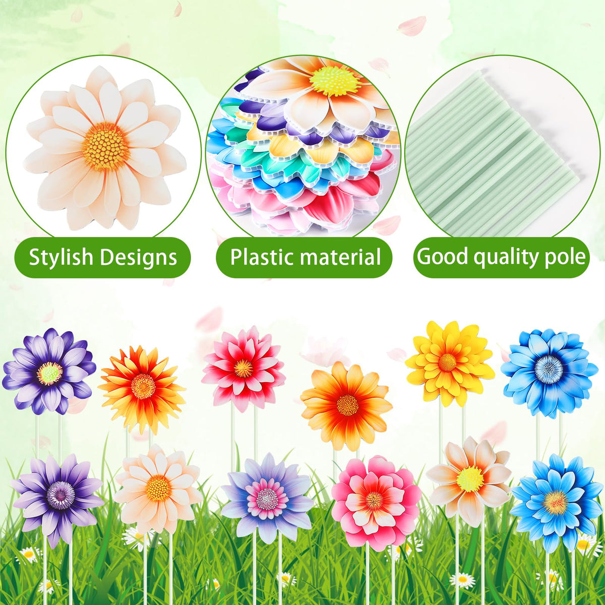 Flower Garden Stakes 14 Pcs – Colorful Yard and Planter Stakes – image 7