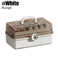 3 Layer Clear Craft Supply Storage Box with Folding Trays and Handle