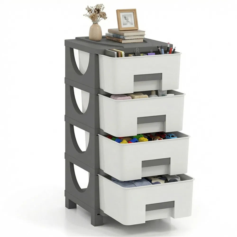 Plastic Storage Cabinet with 4 Drawers, Closet Organizer