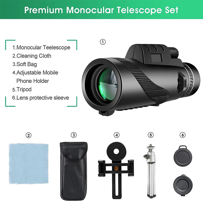 Monocular Telescope with Phone Adapter, BAK4 Prism, 42 mm Lens – image 7