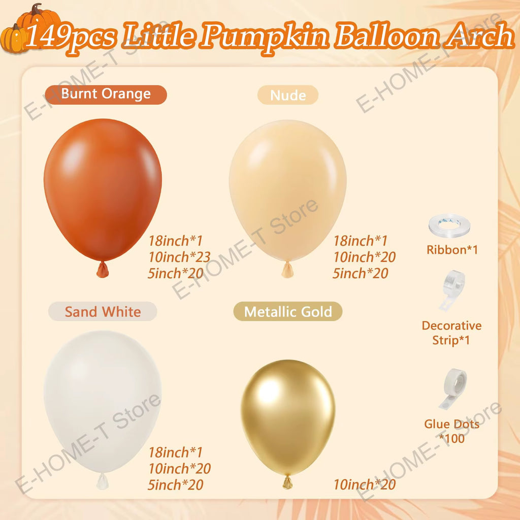 Fall Balloon Garland Arch Kit 146 pc Burnt Orange Nude Gold Harvest