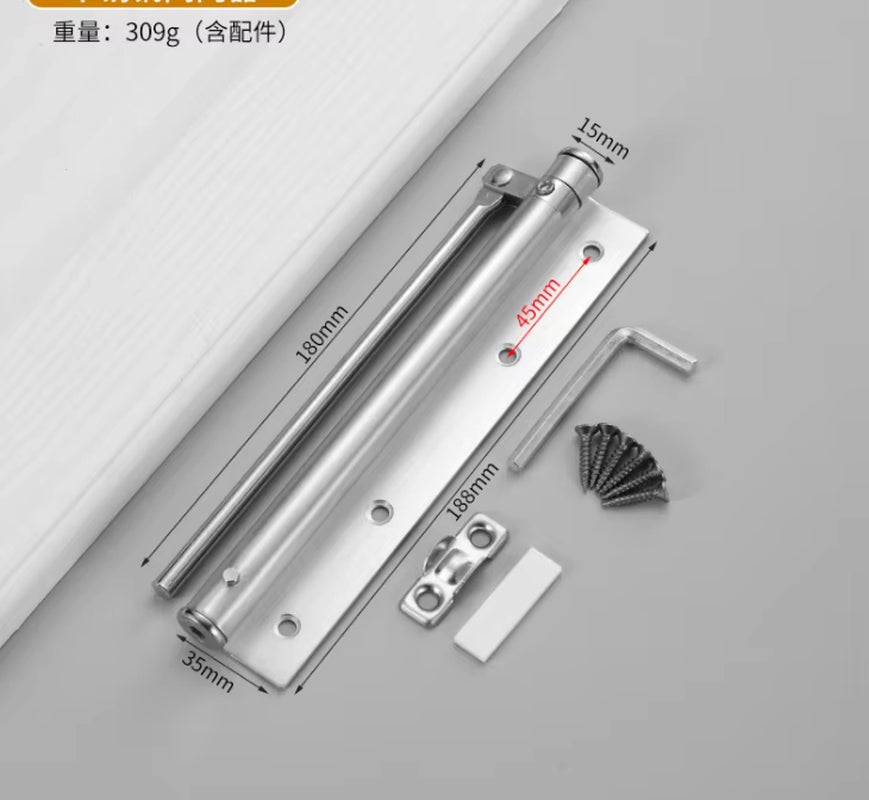 Automatic Door Closer - Adjustable Aluminum Soft Close Spring Hinge, Heavy Duty