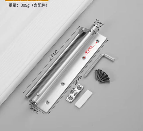 Automatic Door Closer - Adjustable Aluminum Soft Close Spring Hinge, Heavy Duty