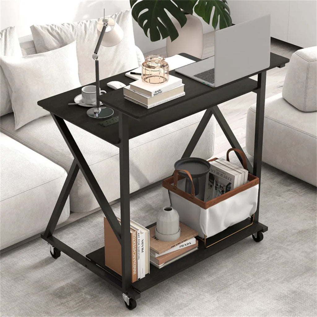 Rolling Computer Desk 32 in with Power Strip and Monitor Shelf – image 5