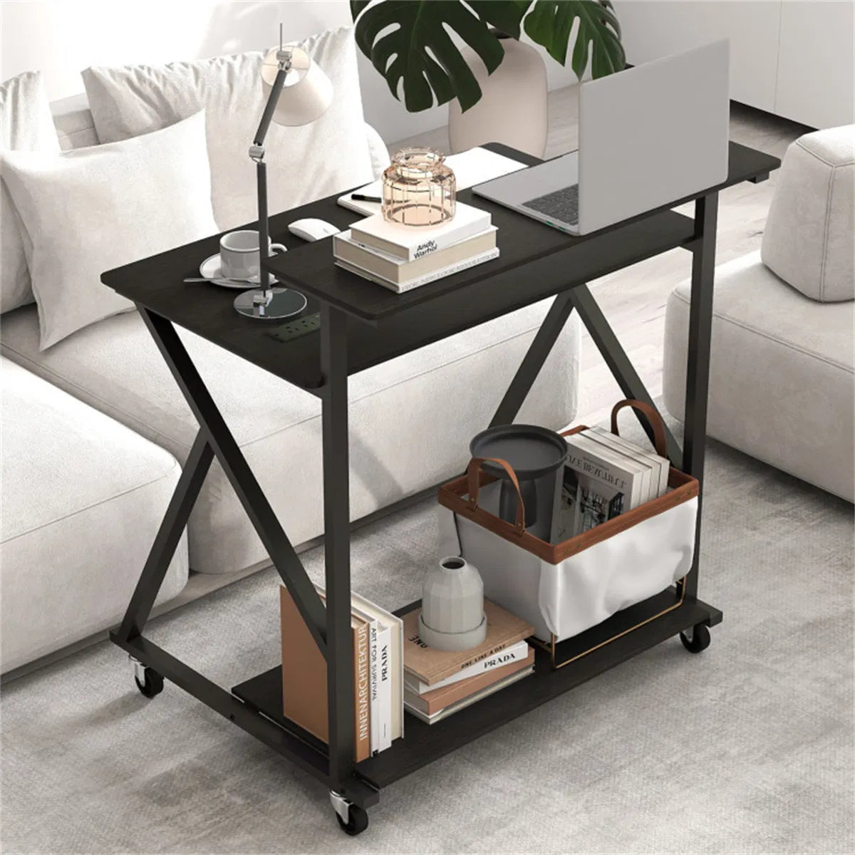 Rolling Computer Desk 32 in with Power Strip and Monitor Shelf – image 5