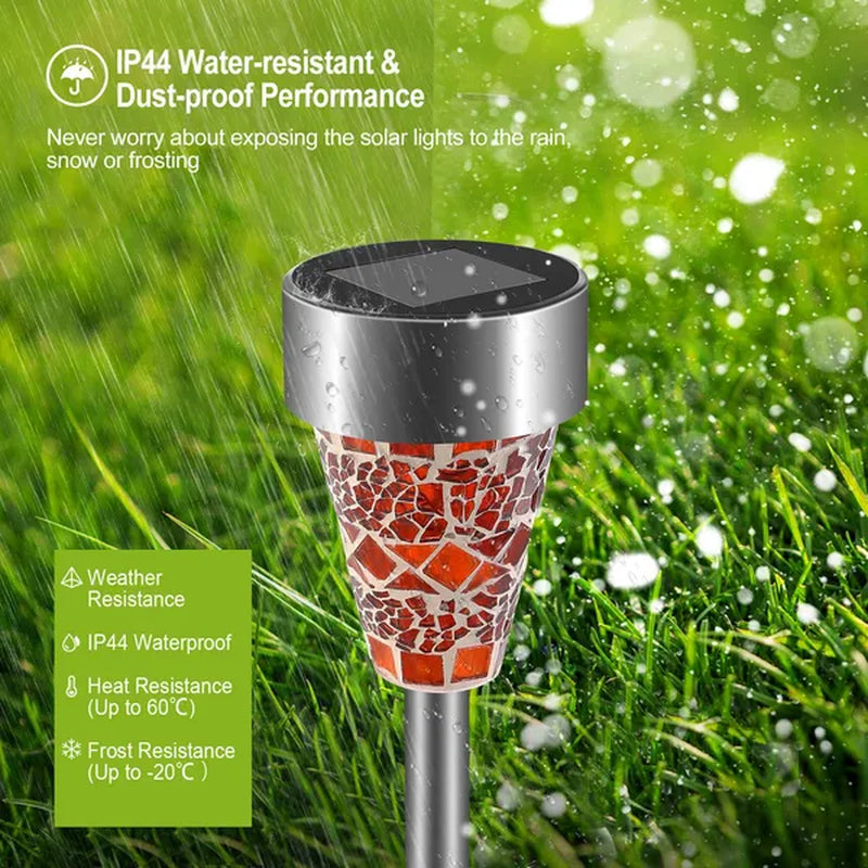 Solar Pathway Lights, 6-Pack, IP44 Outdoor Landscape Garden Lights